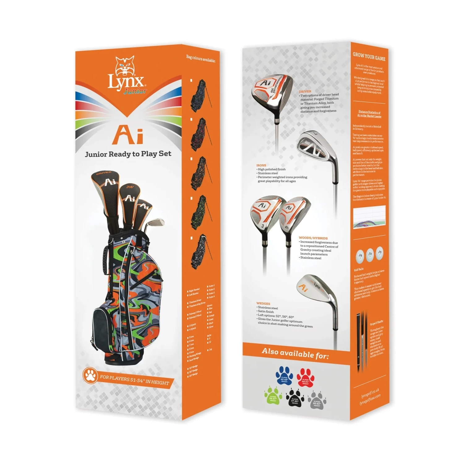 Lynx Junior AI Ready To Play Half Golf Set | Orange 51"-54"