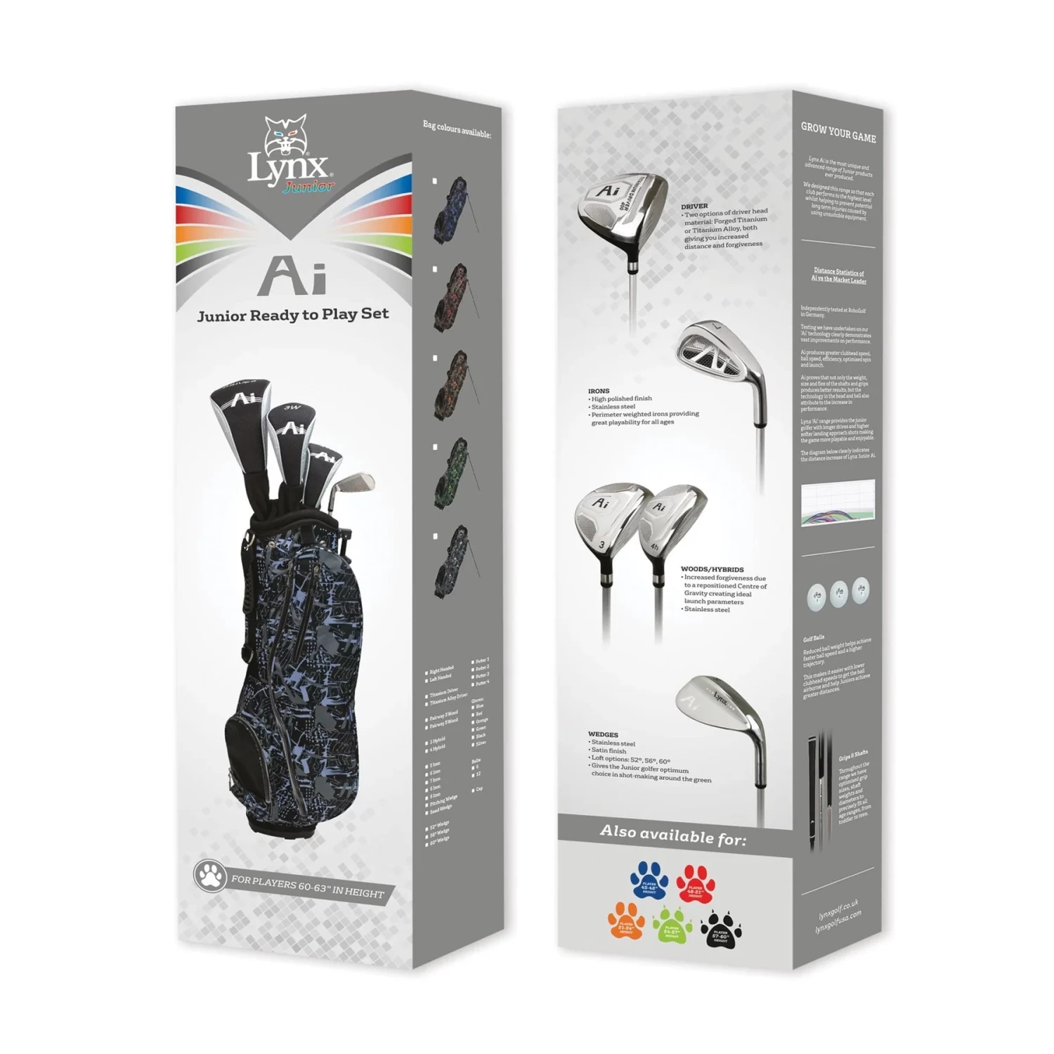 Lynx Junior Golf Package Set | Silver 60"-63" 1 Lynx Junior Golf Package Set | Silver 60"-63"
